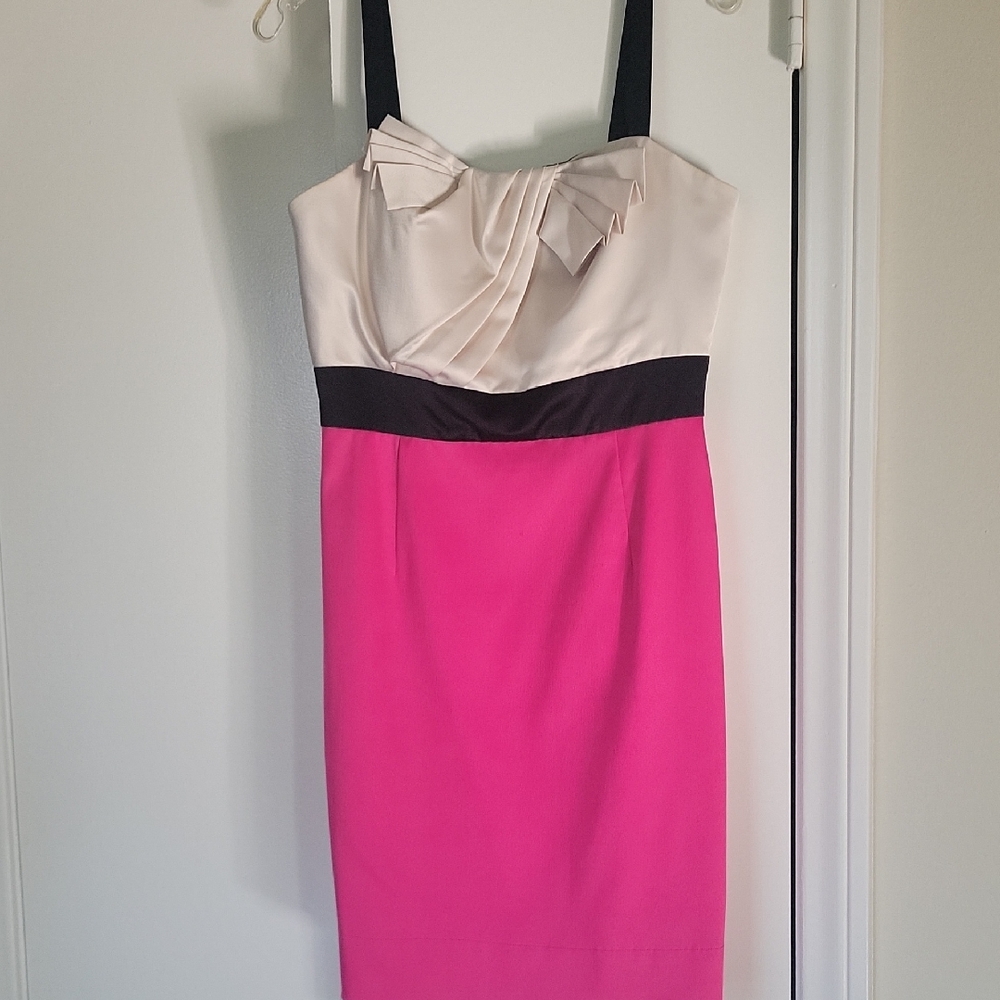 Max & Cleo Strapless Pink and Cream Dress